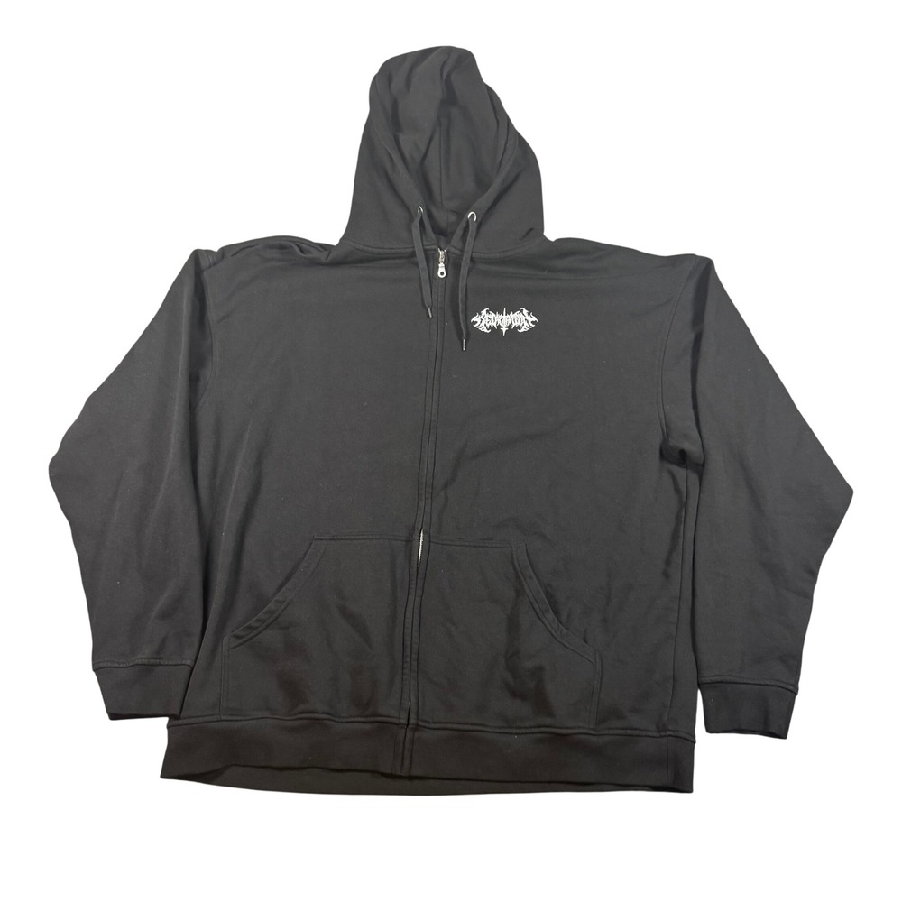 Retaliation Project Zip Up Hoodie Mens 3XL Black Graphic Metal Logo Oversized